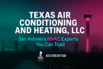 Texas Air Conditioning & Heating LLC – San Antonio’s HVAC Experts You Can Trust – Texas Air Conditioning and Heating LLC San Antonio skyline with Texas Air Conditioning & Heating LLC branding—BBB Accredited HVAC experts for same-day AC repair, high-efficiency installs, and maintenance.