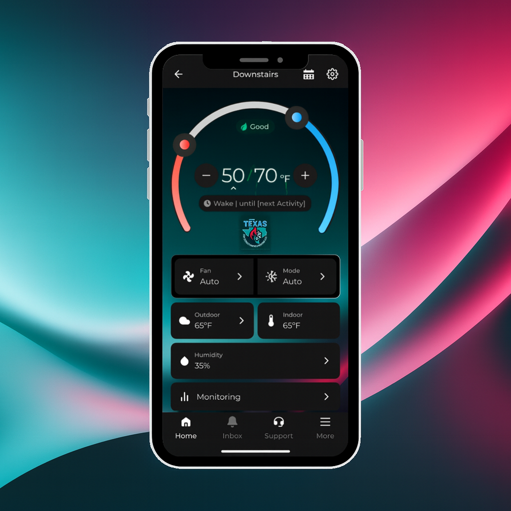 Texas Air Conditioning & Heating Wi-Fi smart thermostat for remote control in San Antonio.