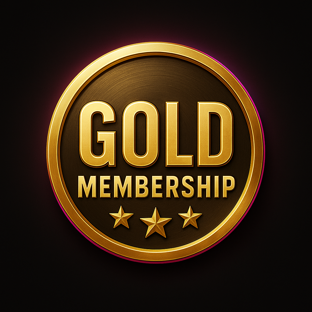 Gold HVAC membership badge with glowing edge and stars, promoting a VIP San Antonio AC and heating plan that offers top-tier priority service, annual tune-ups, and bigger savings.