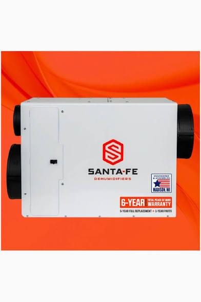 Texas Air Conditioning & Heating LLC logo with Santa Fe whole-home dehumidifier installation for humidity control and comfort in San Antonio TX.