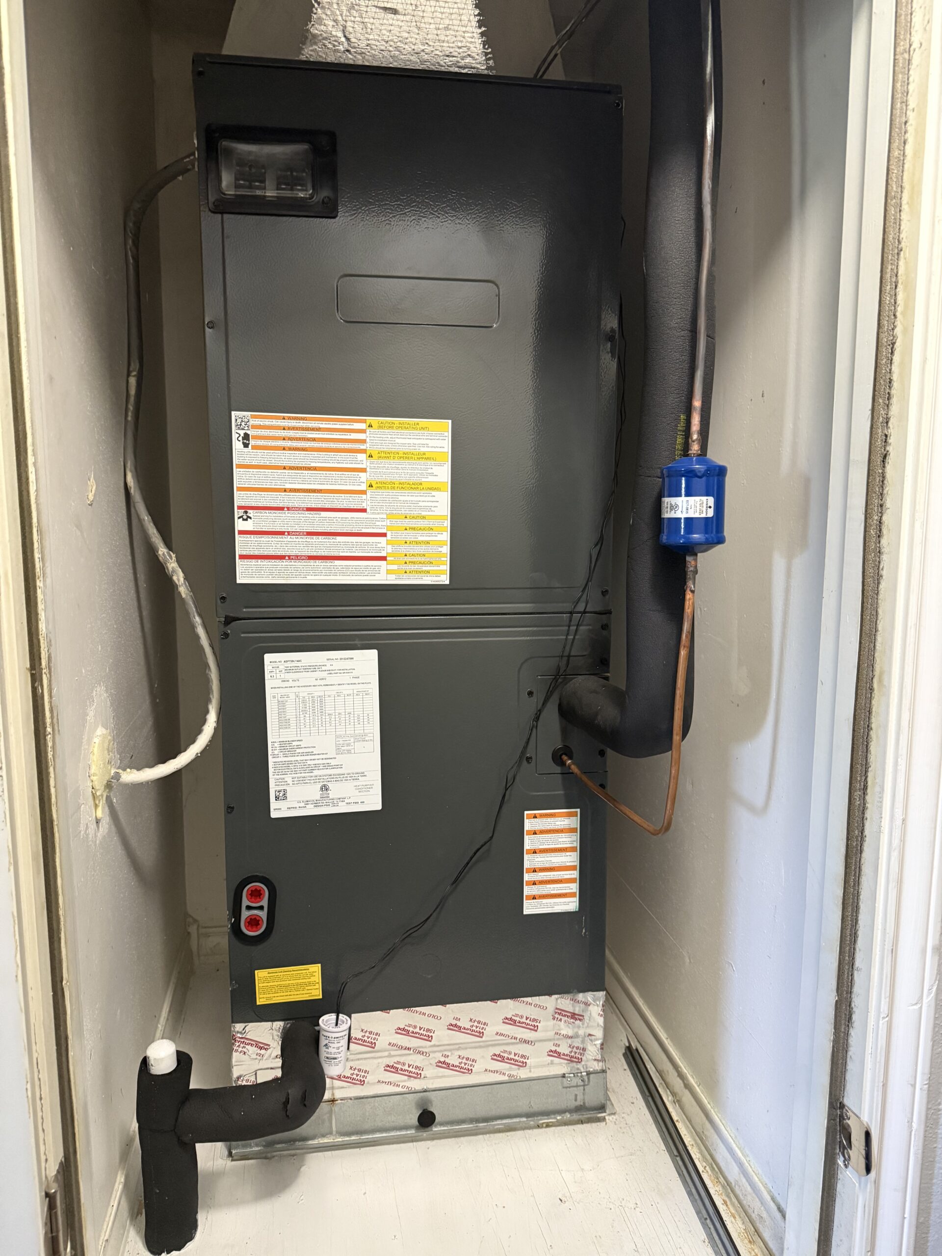 Indoor air handler upgrade completed for a Stone Oak residential HVAC system.