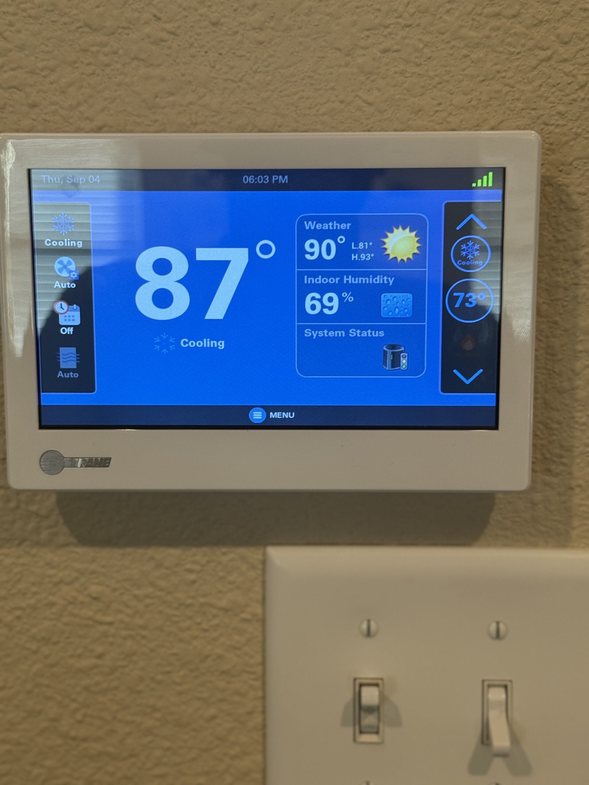 Trane thermostat setup for multi-speed HVAC in San Antonio home